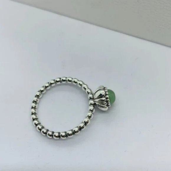 Pandora beaded chrysoprase may birthstone birthstone ring size 7 - Picture 4 of 5